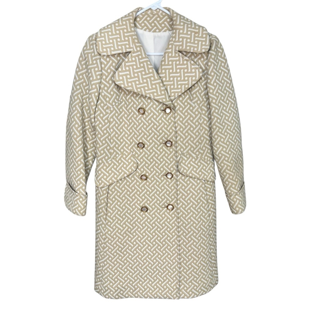 Vintage Sears Fashions 1970s Double Breasted Coat Cream White Women’s Size 6